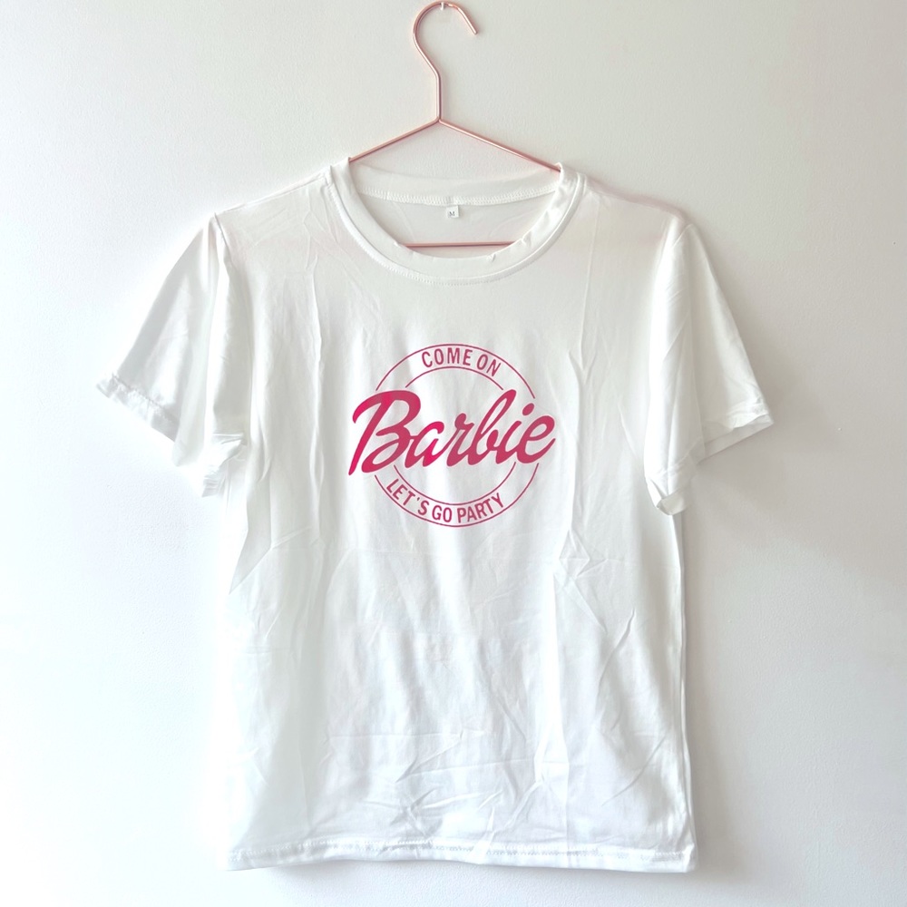 Come on Barbie let’s go party T-shirt in White and Pink new with tag